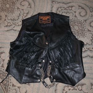 Womens leather fringe vest XXL